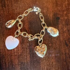 On 34th Gold-Tone Mixed Stone Charm Bracelet